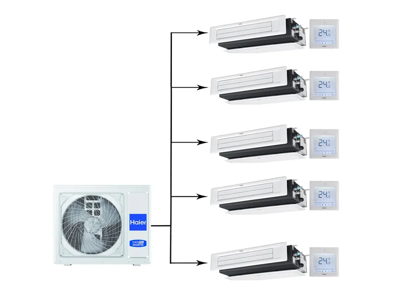 Мульти сплит-система Haier Multi Super Match 5U90S2SS5FA/AD12SS1ERA(N)(P)*5